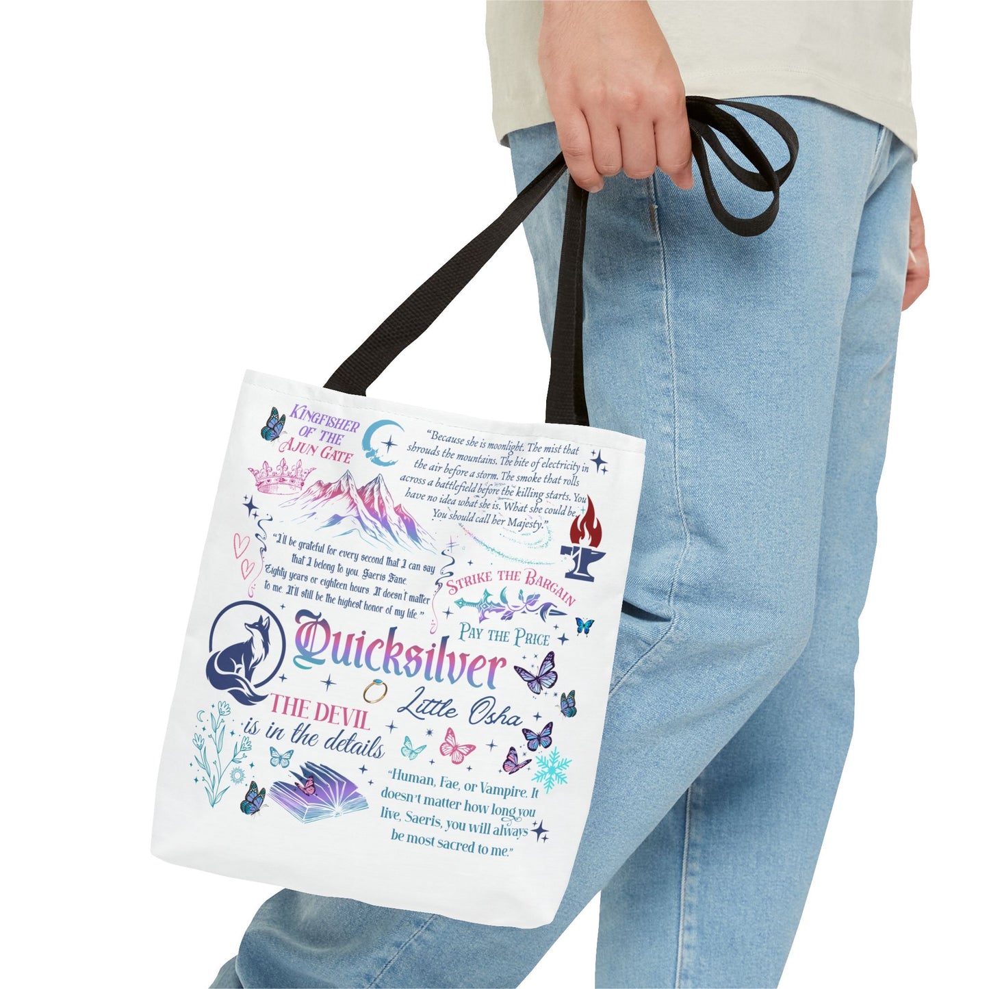 Quicksilver Quote Collage Tote Bag | Literary Script Typography