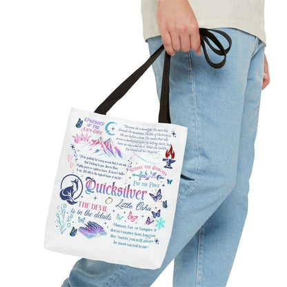 Quicksilver Quote Collage Tote Bag | Literary Script Typography
