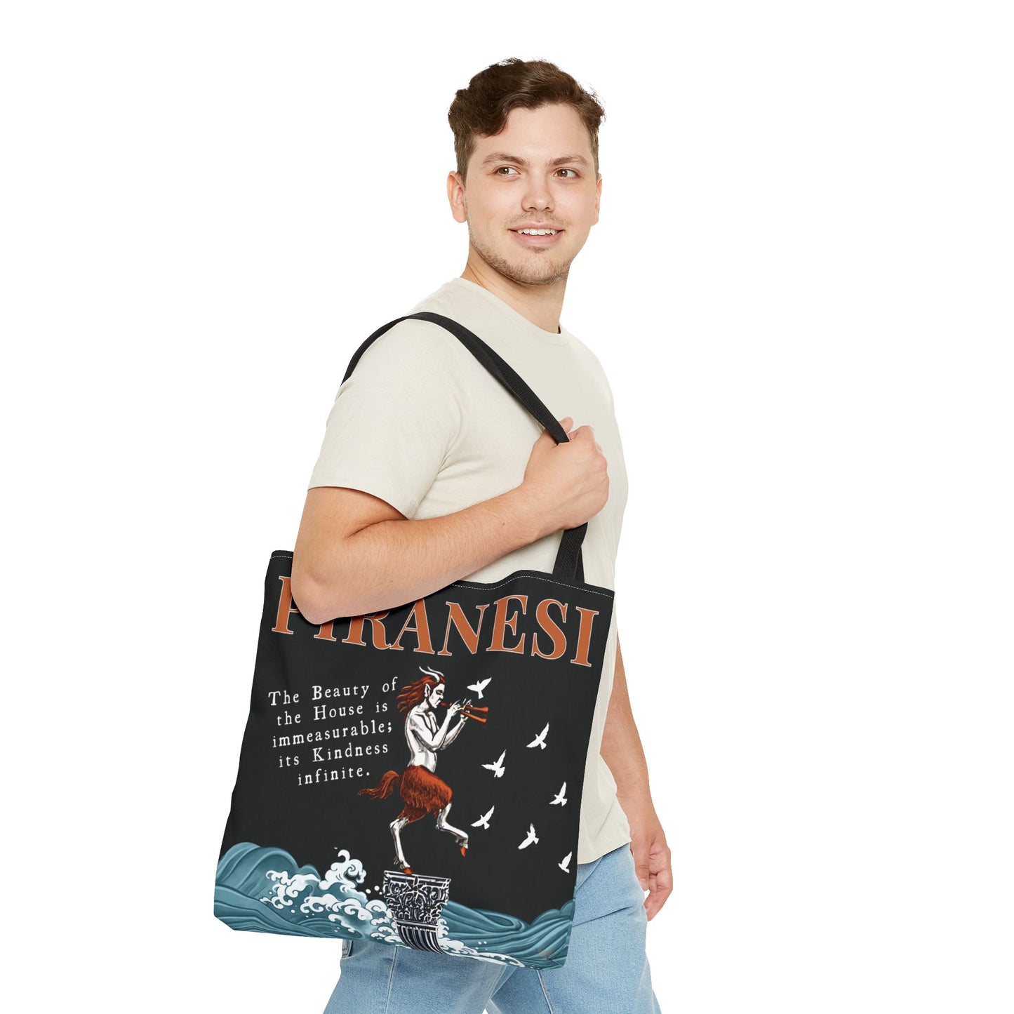 Piranesi Tote Bag | Surreal Fantasy Book Bag with Satyr & Quote Design