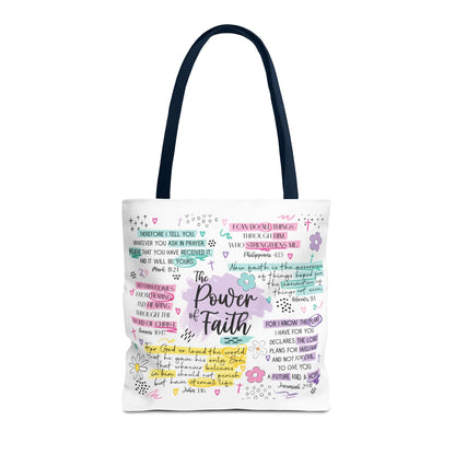 The Power of Faith | Christian Scripture Tote Bag | Inspirational Bible Verse Bag | Religious Gift for Women