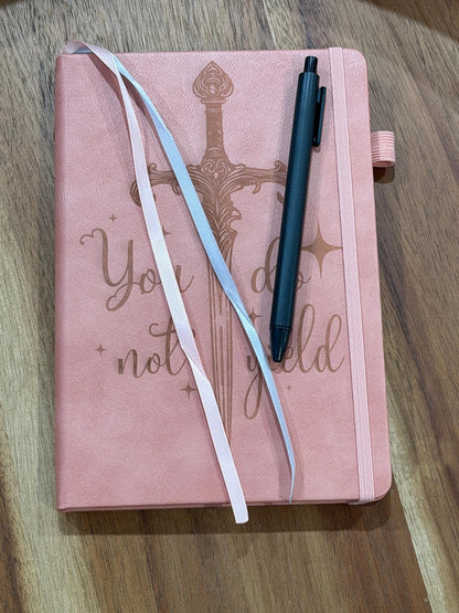 You Do Not Yield Leather Journal | Throne of Glass Inspired Notebook | Pink A5 Fantasy Journal | Bookish Gift for Readers Writers