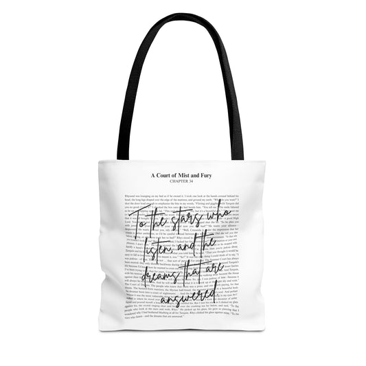 ACOTAR Tote Bag | A Court of Mist and Fury Quote | To the Stars Who Listen Book Lover Gift