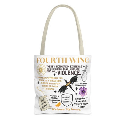 Fourth Wing Quote Tote Bag | Basgiath, Dragons & Violet Romance Design