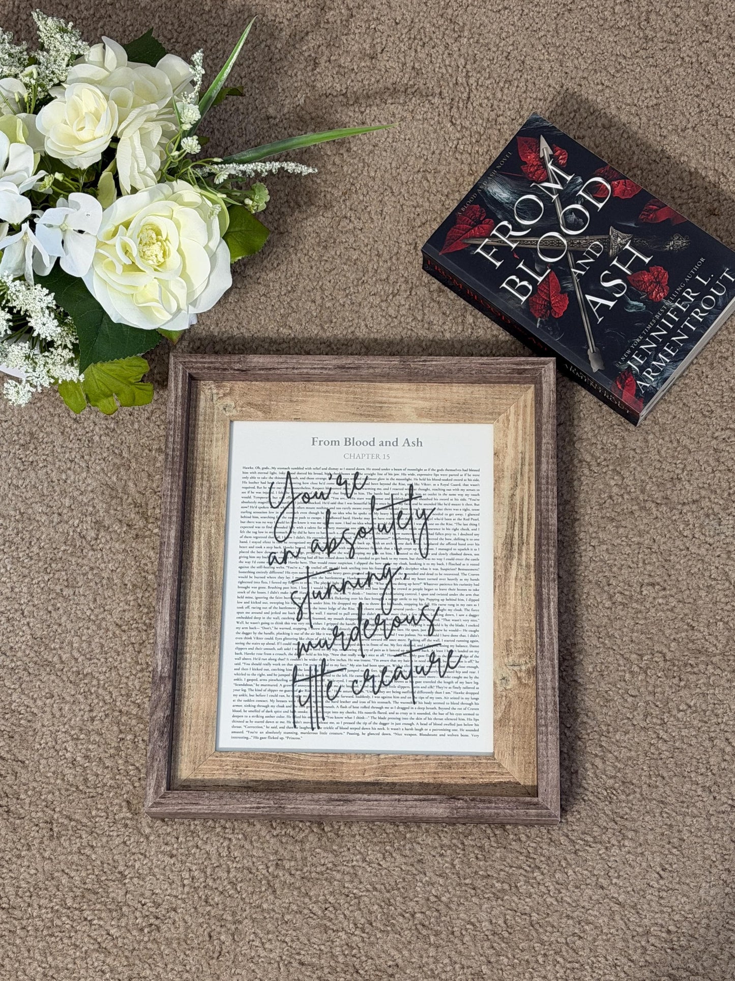 Bookish Frame | From Blood and Ash Quote Art | Jennifer L Armentrout Book Quote | Stunning Murderous Little Creature