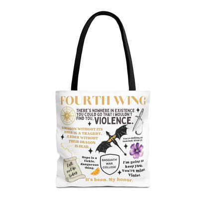 Fourth Wing Quote Tote Bag | Basgiath, Dragons & Violet Romance Design