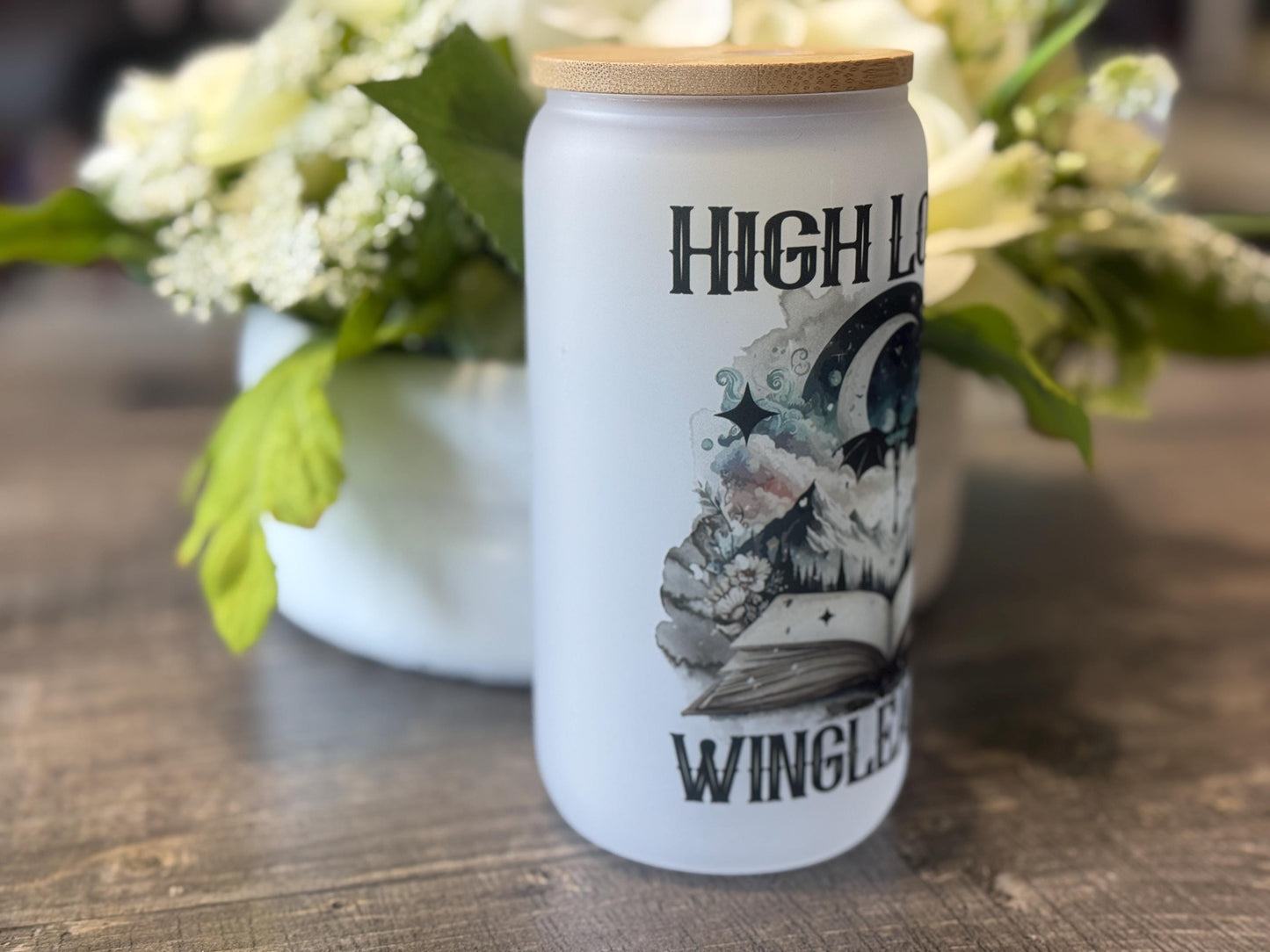 High Lords and Dragon Riders | 16oz Frosted Glass Tumbler with Bamboo Lid and Straw | Fantasy Bookish Gift