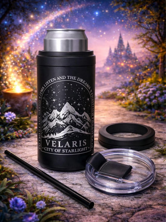 ACOTAR Inspired Can Cooler & 14oz Tumbler | 4-in-1 Fantasy Bookish Drinkware | Romantasy Gift