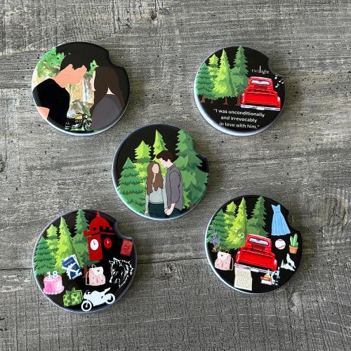 Twilight-Inspired Car Coasters | Bella & Edward Forest Scenes | Bookish Gift for Vampire Romance Fans