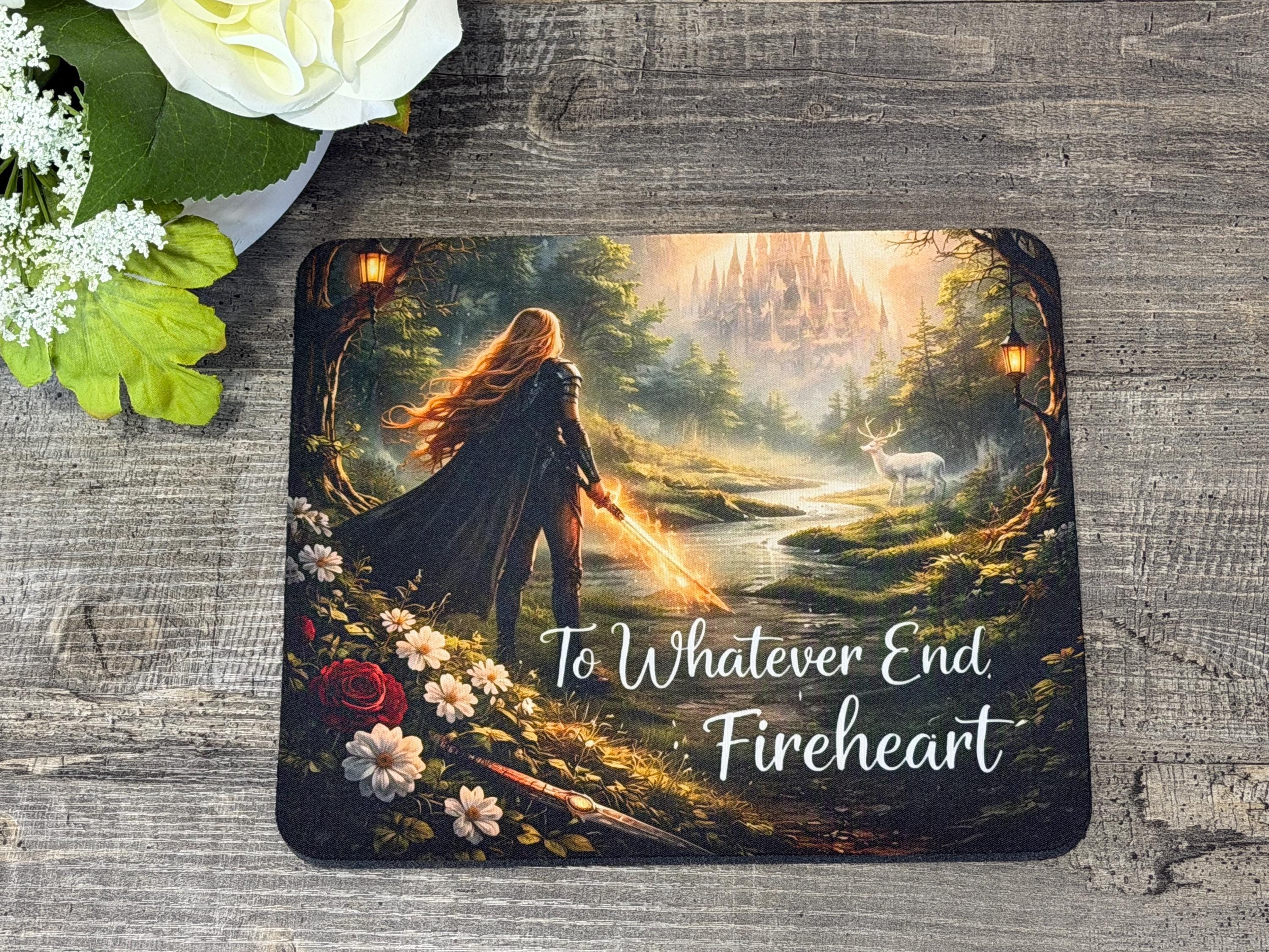 To Whatever End Fireheart Mouse Pad | Throne of Glass Inspired Fantasy Desk Decor | Bookish Gift for Readers