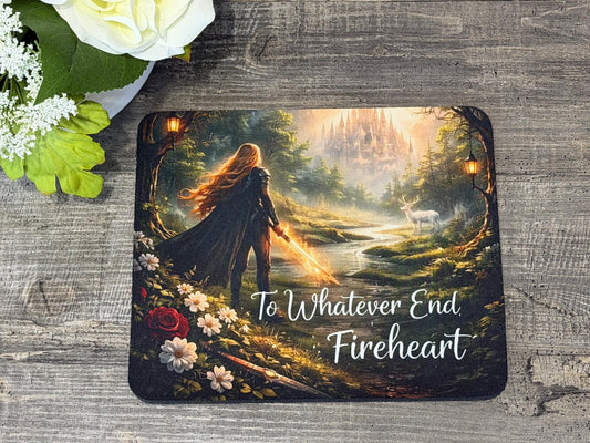 To Whatever End Fireheart Mouse Pad | Throne of Glass Inspired Fantasy Desk Decor | Bookish Gift for Readers
