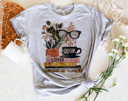 Book Lover Collage Glasses - Cute Book Reading T-Shirt