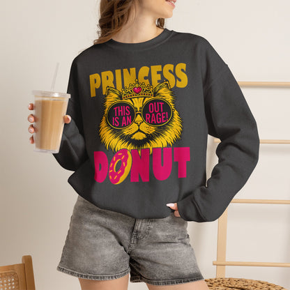 Princess Donut "This Is an Outrage!" Sweatshirt | Dungeon Crawler Carl Inspired Crewneck | Princess Donut Fan Gift | Funny Cat Sweatshirt