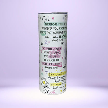 Power of Faith Tumbler | Bible Verse Christian Gift | Inspirational Scripture Drinkware