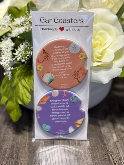 The Summer I Turned Pretty Quote Car Coasters – Beachy Pastel Love Set
