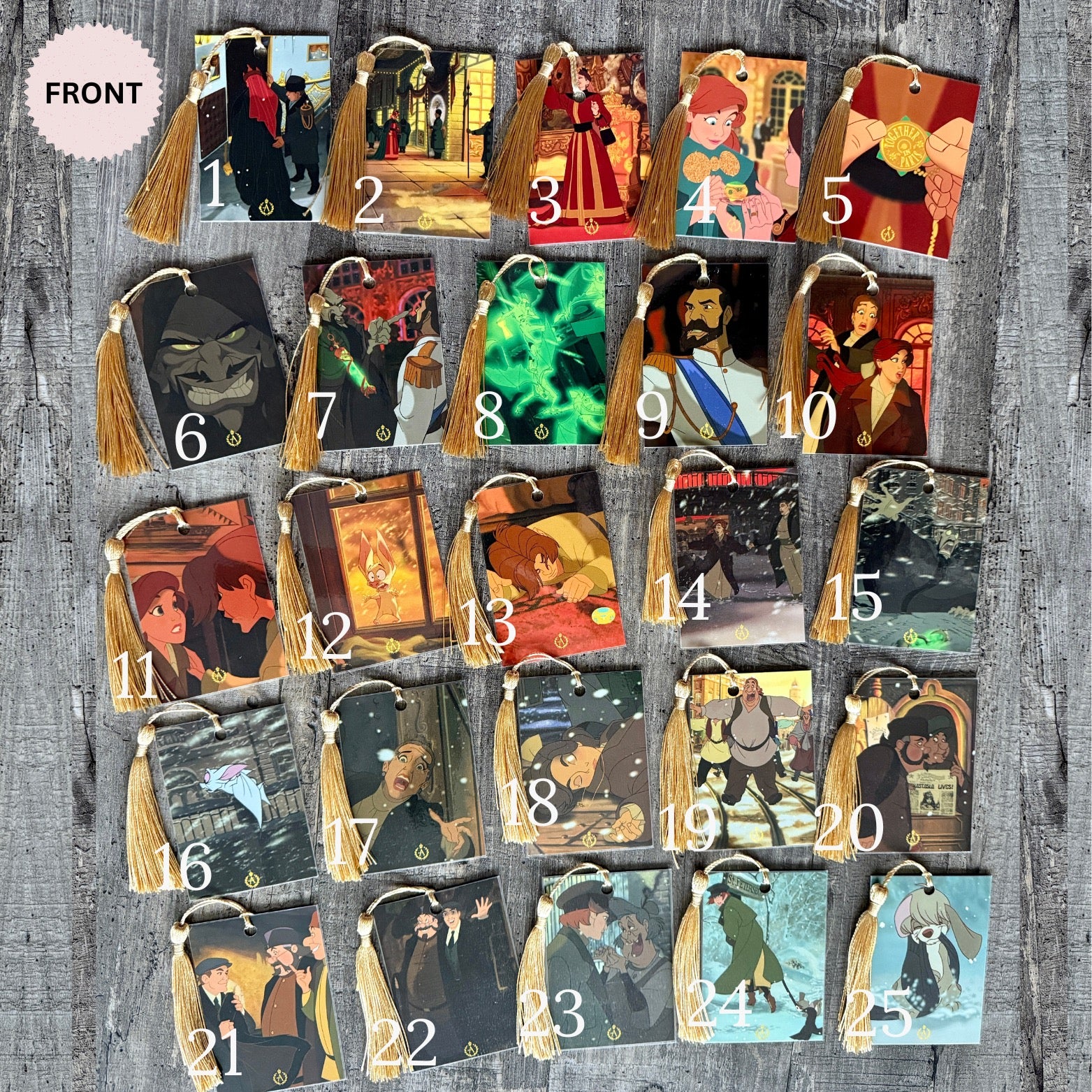 Anastasia Tassel Bookmark Set | Numbered Collectible Cards | Vintage Animation Art | Bookish Gift for Movie Lovers
