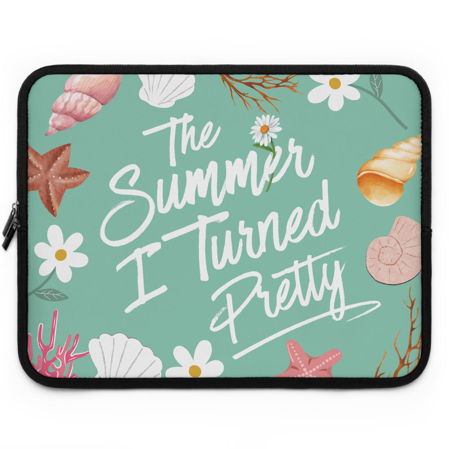 The Summer I Turned Pretty Laptop Sleeve | TSITP Laptop Sleeve | Cousins Beach Aesthetic with Shells & Daisies