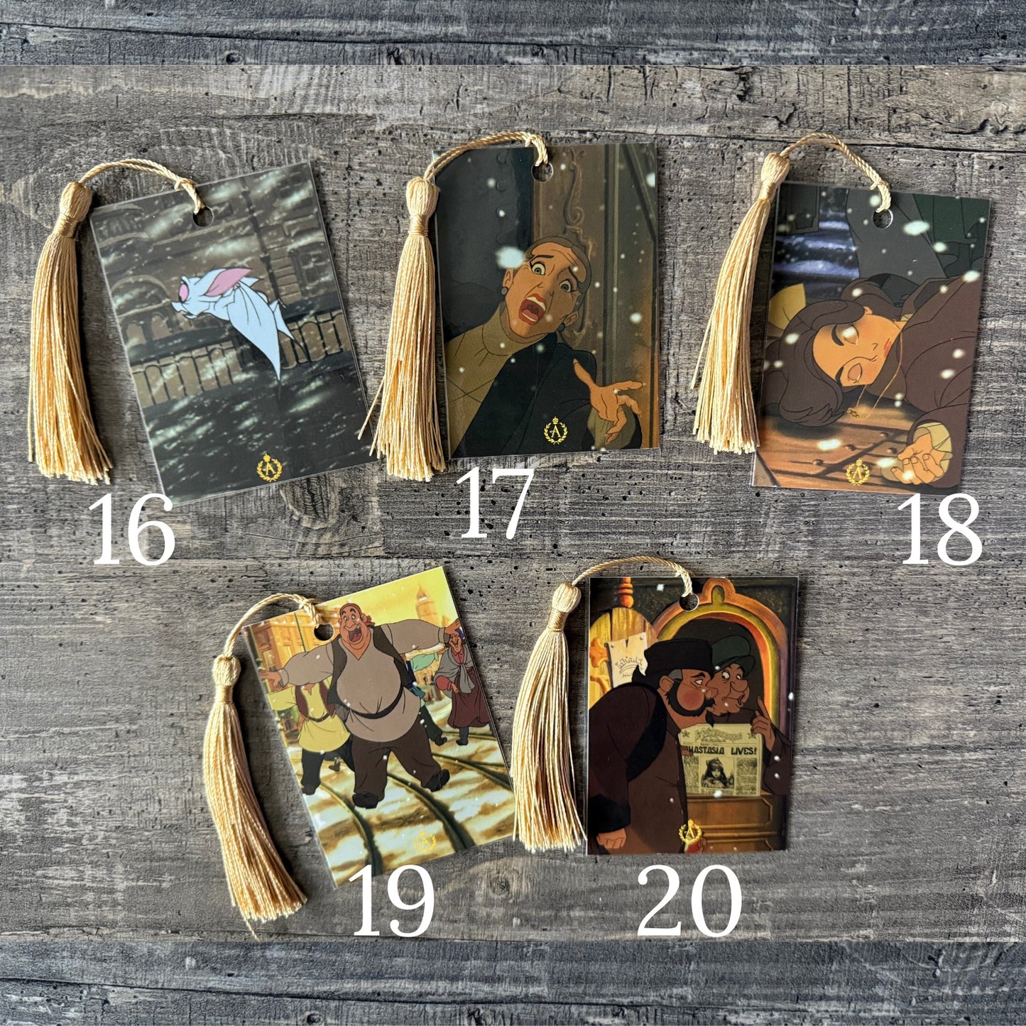 Anastasia Tassel Bookmark Set | Numbered Collectible Cards | Vintage Animation Art | Bookish Gift for Movie Lovers