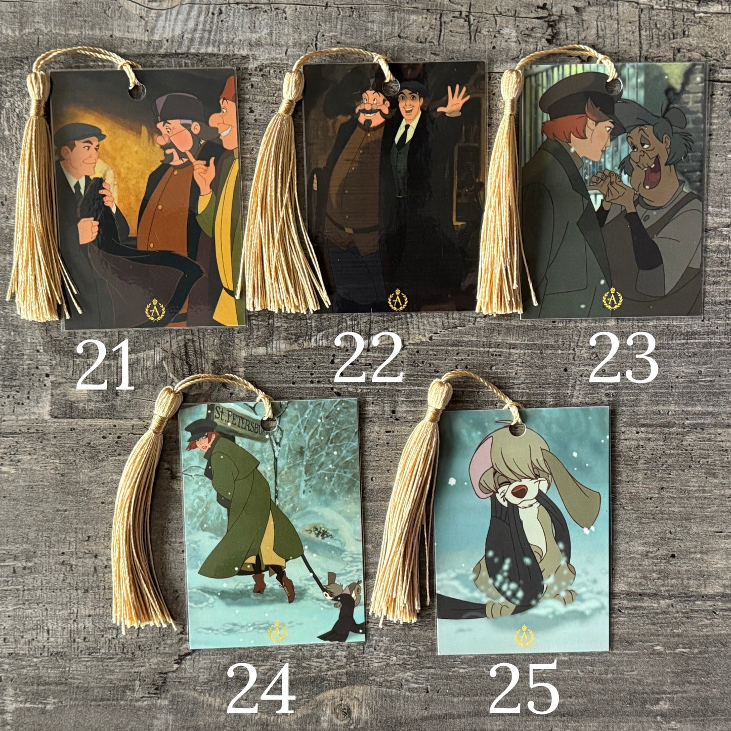 Anastasia Tassel Bookmark Set | Numbered Collectible Cards | Vintage Animation Art | Bookish Gift for Movie Lovers