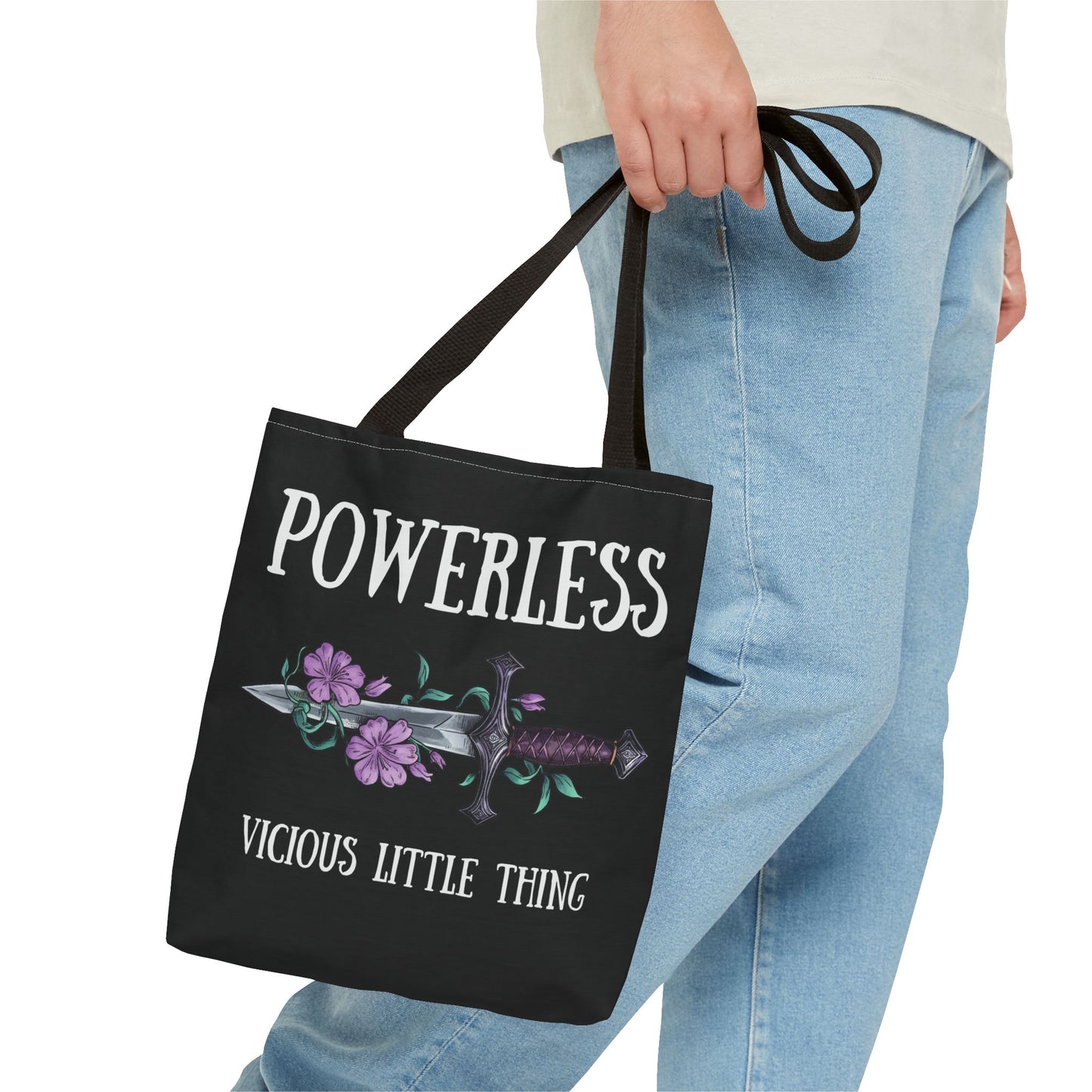 Powerless Tote Bag | Vicious Little Thing Sword & Floral Bookish Bag