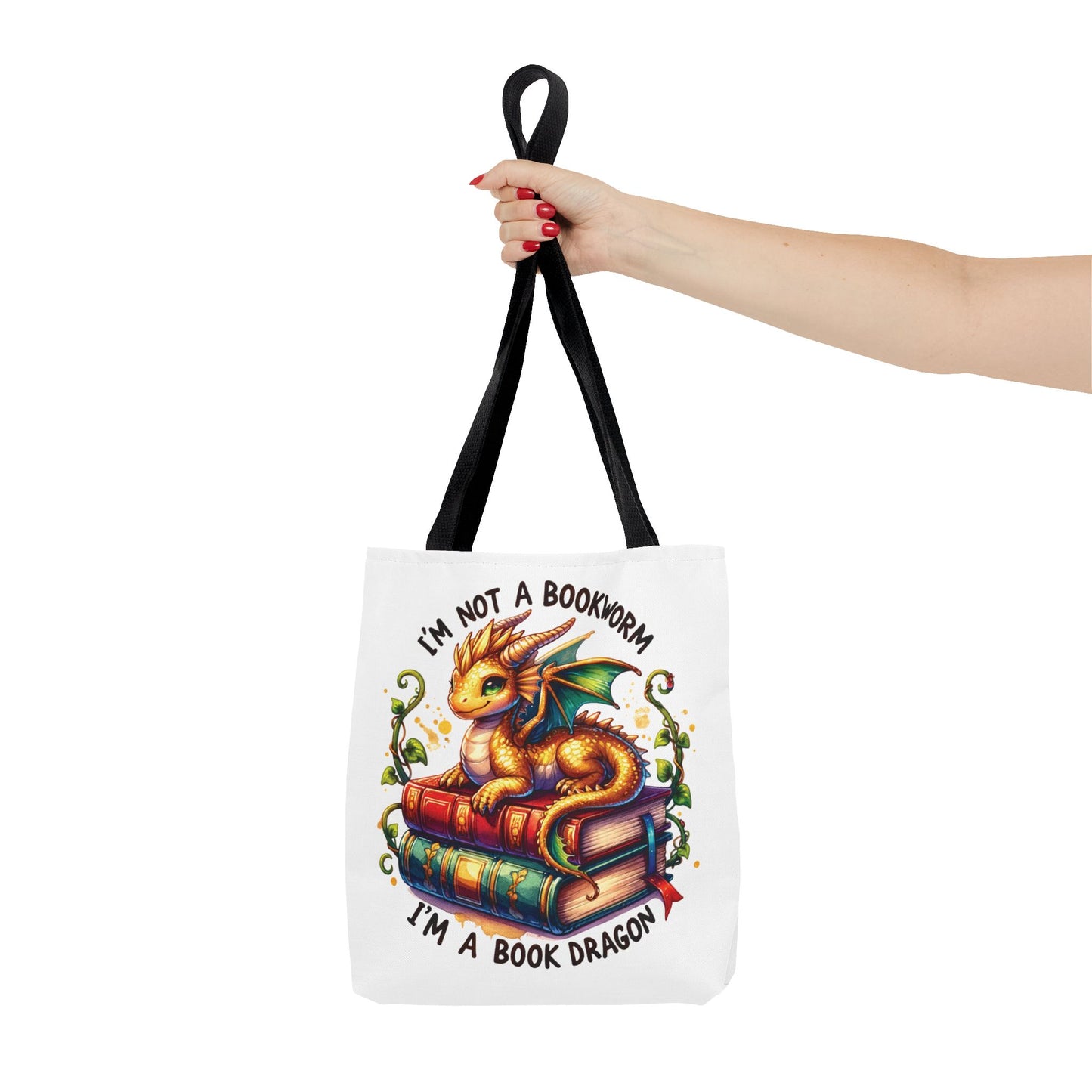 Book Dragon Tote Bag | Fantasy Reading Lover Gift | Double Sided Linen Bag
