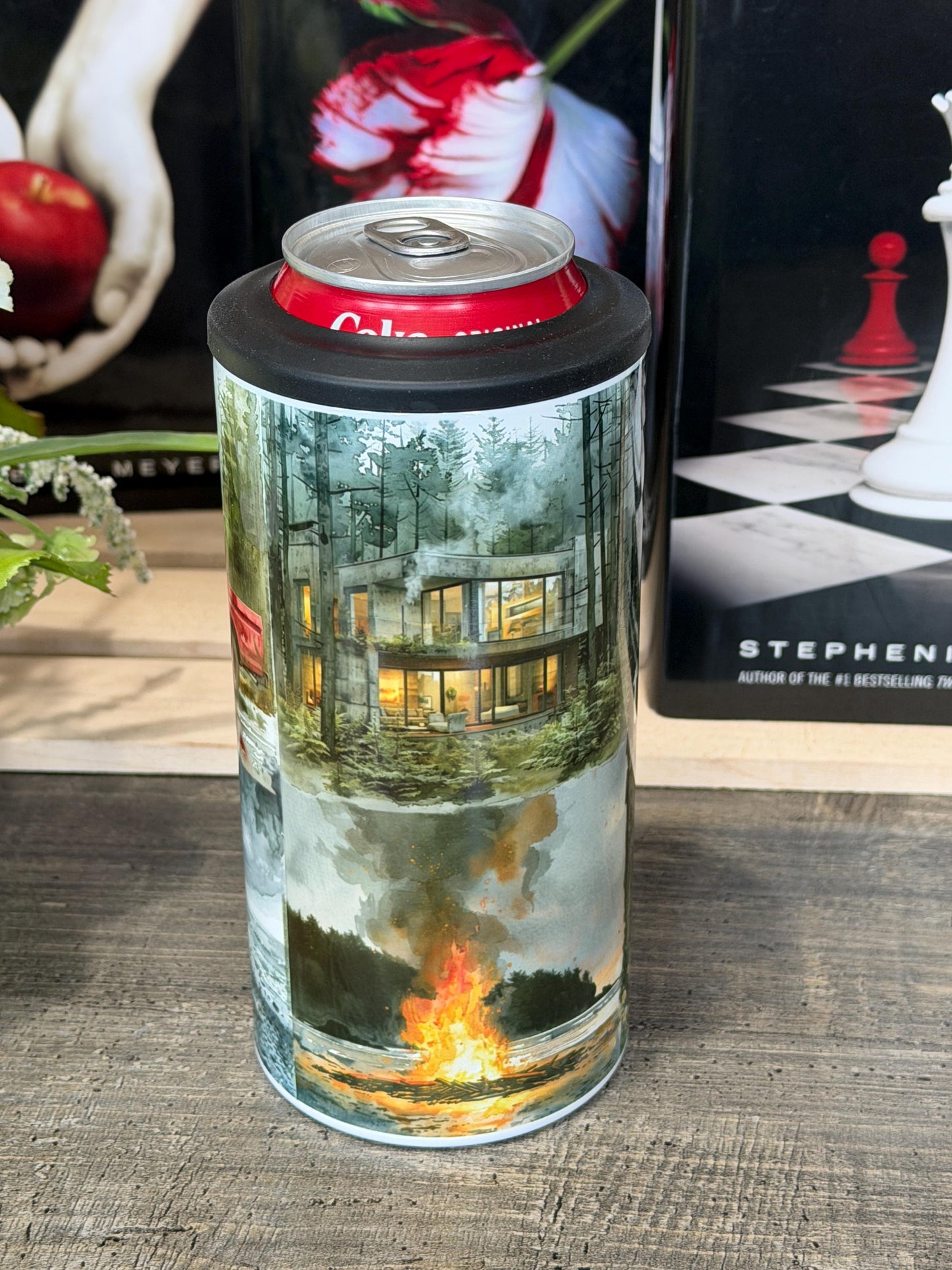Twilight Aesthetic 4 in 1 Can Cooler | Edward Bella Jacob Inspired | Moody Forest Bookish Tumbler | Forks Vibes Cup | Vampire Reader Gift