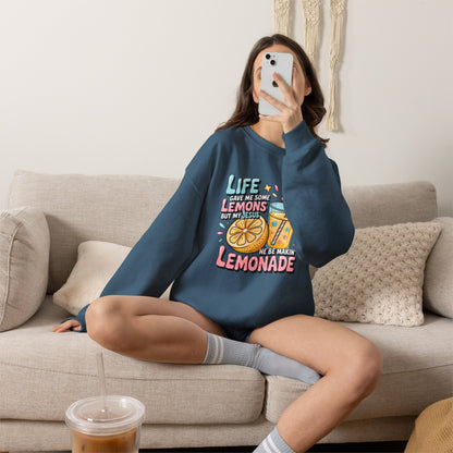 Life Gave Me Lemons But My Jesus He Be Makin' Lemonade Sweatshirt | Christian Sweatshirt | Forrest Frank Inspired Crewneck | Faith Graphic Pullover | Cute Christian Gift
