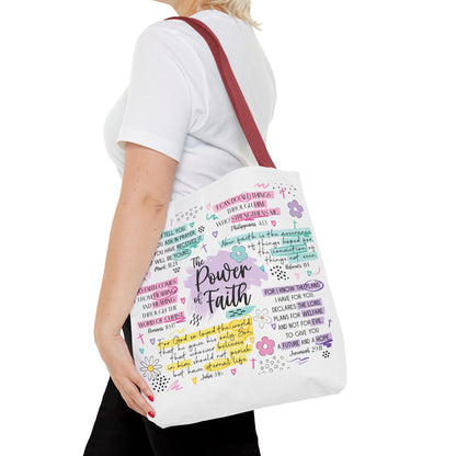 The Power of Faith | Christian Scripture Tote Bag | Inspirational Bible Verse Bag | Religious Gift for Women