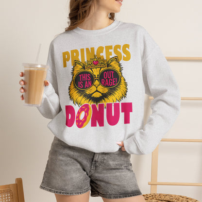 Princess Donut "This Is an Outrage!" Sweatshirt | Dungeon Crawler Carl Inspired Crewneck | Princess Donut Fan Gift | Funny Cat Sweatshirt