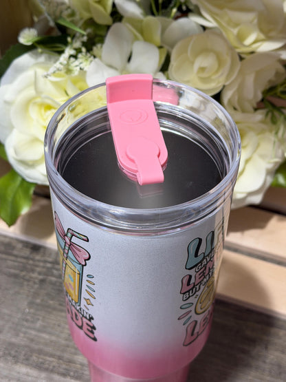 Pink Ombre Lemonade 40oz Tumbler | Faith-Inspired Quote Cup | Stanley Style Insulated Travel Mug