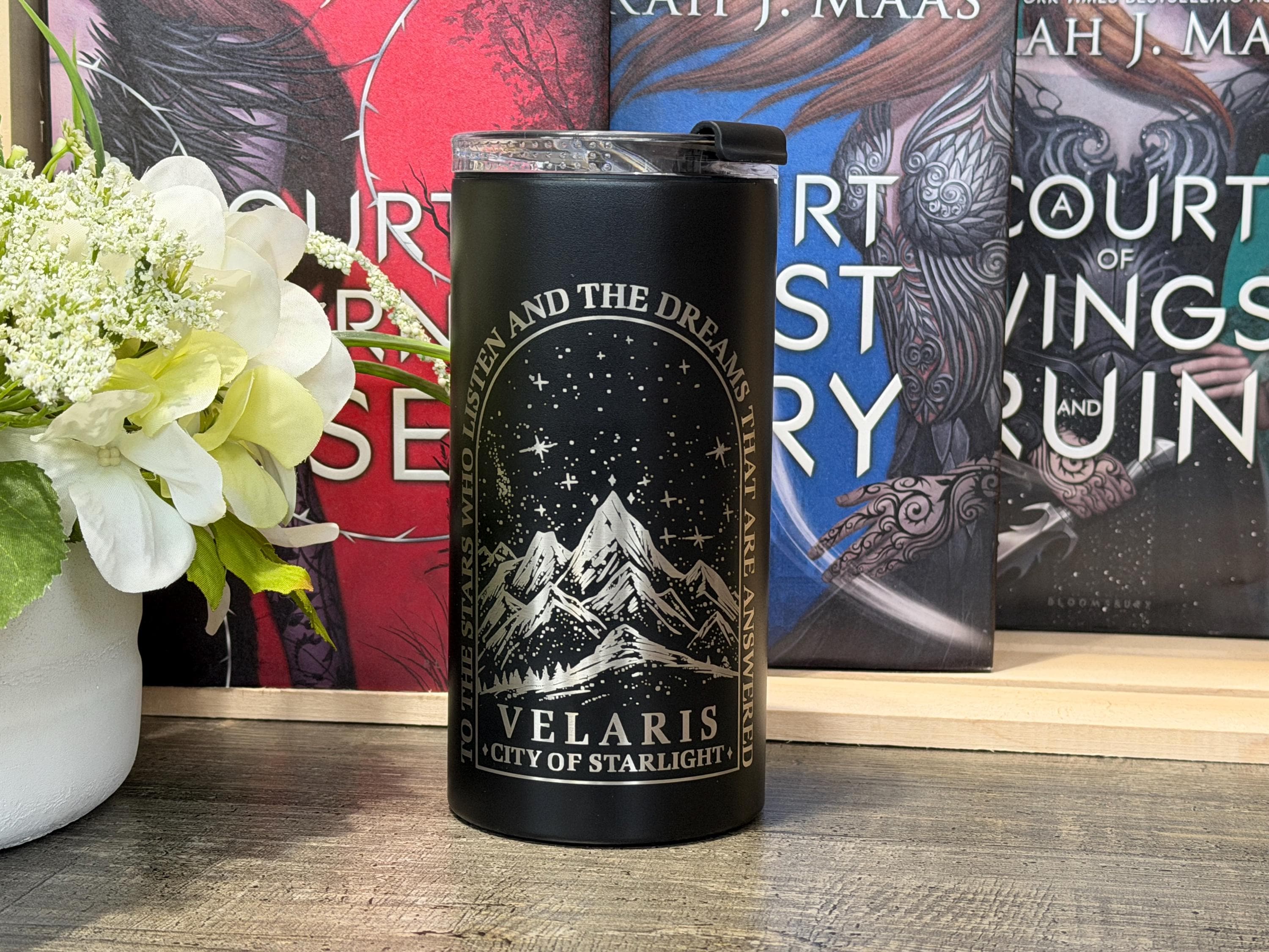 ACOTAR Inspired Can Cooler & 14oz Tumbler | 4-in-1 Fantasy Bookish Drinkware | Romantasy Gift
