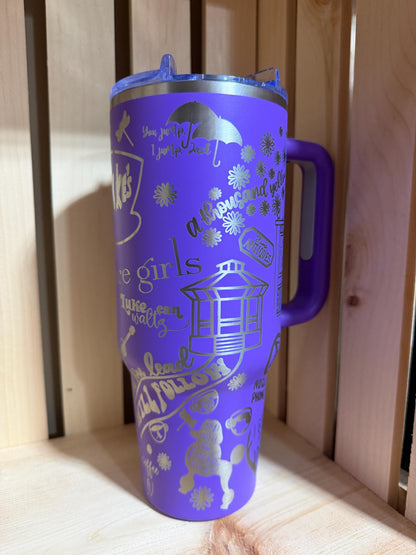 Gilmore Girls 40oz Engraved Tumbler | Stars Hollow Stanley Style Cup | Luke’s Coffee Travel Mug | Bookish TV Show Gift | Purple Tumbler