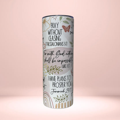 Pastel Scripture Tumbler | Christian Inspirational Drinkware with Bible Verses