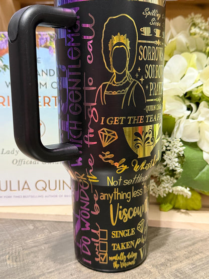 Bridgerton Inspired 40oz Engraved Tumbler | Rainbow Engraved Stanley Inspired Cup | Regency Romance Gift | Tea Lover Stainless Steel Mug