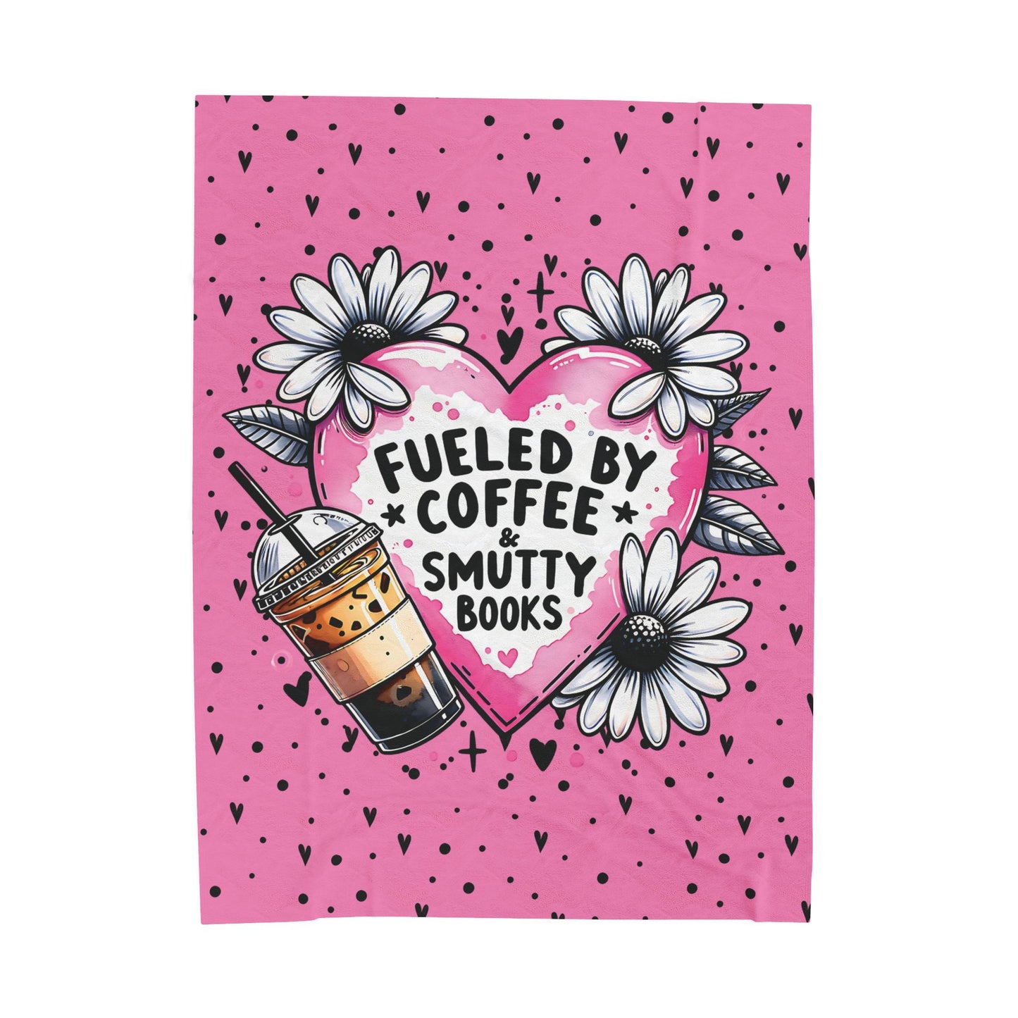 Fueled by Coffee and Smutty Books Blanket | Pink Bookish Cozy Reading Throw
