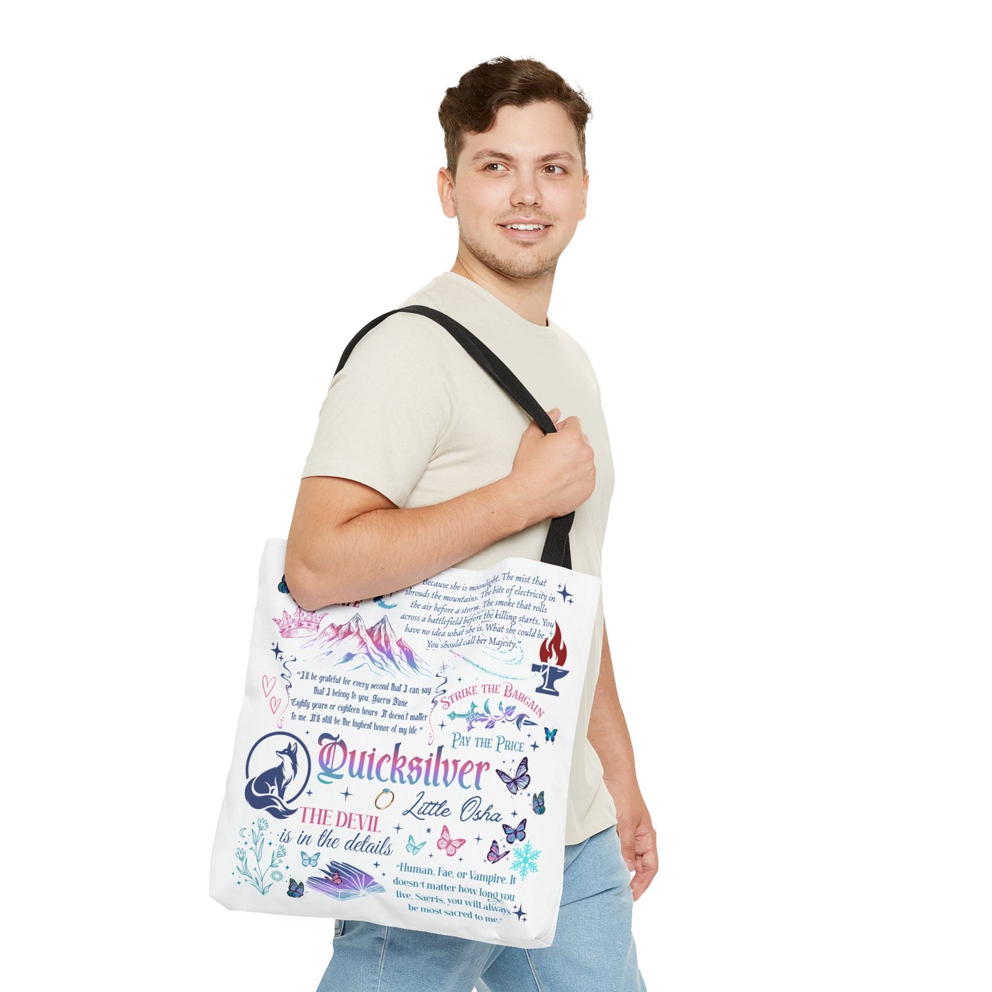 Quicksilver Quote Collage Tote Bag | Literary Script Typography