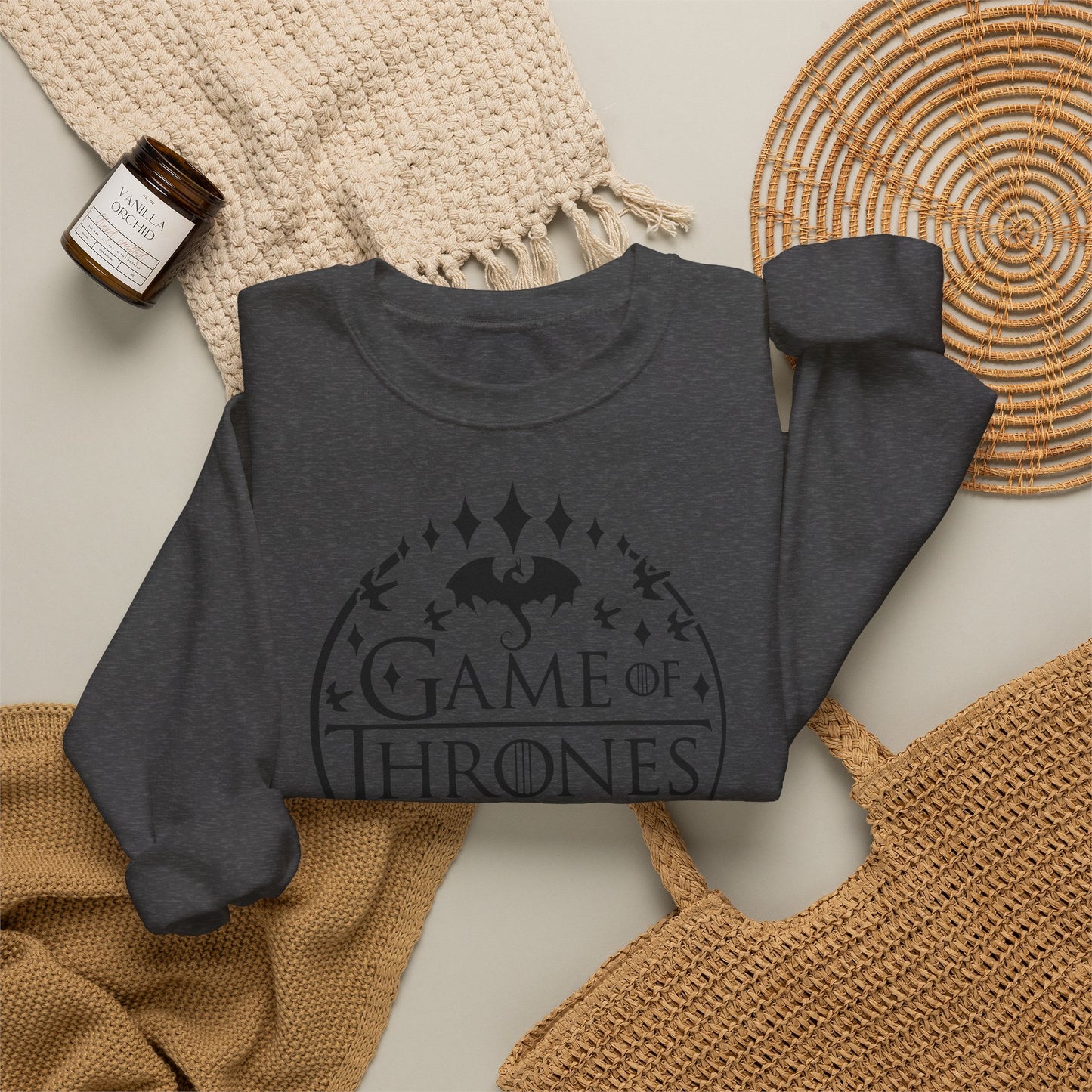 Game of Thrones Inspired Sweatshirt | Westeros Fantasy Crewneck | Dragon & Iron Throne Fan Gift | Unisex Cozy Bookish Sweatshirt