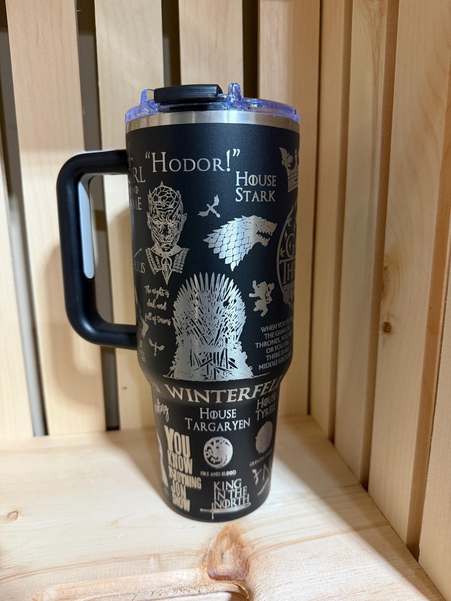 Game of Thrones 40oz Engraved Tumbler | GOT Stanley Style Cup | House Stark Dragon Travel Mug | Fantasy Bookish Gift | Winter Is Coming