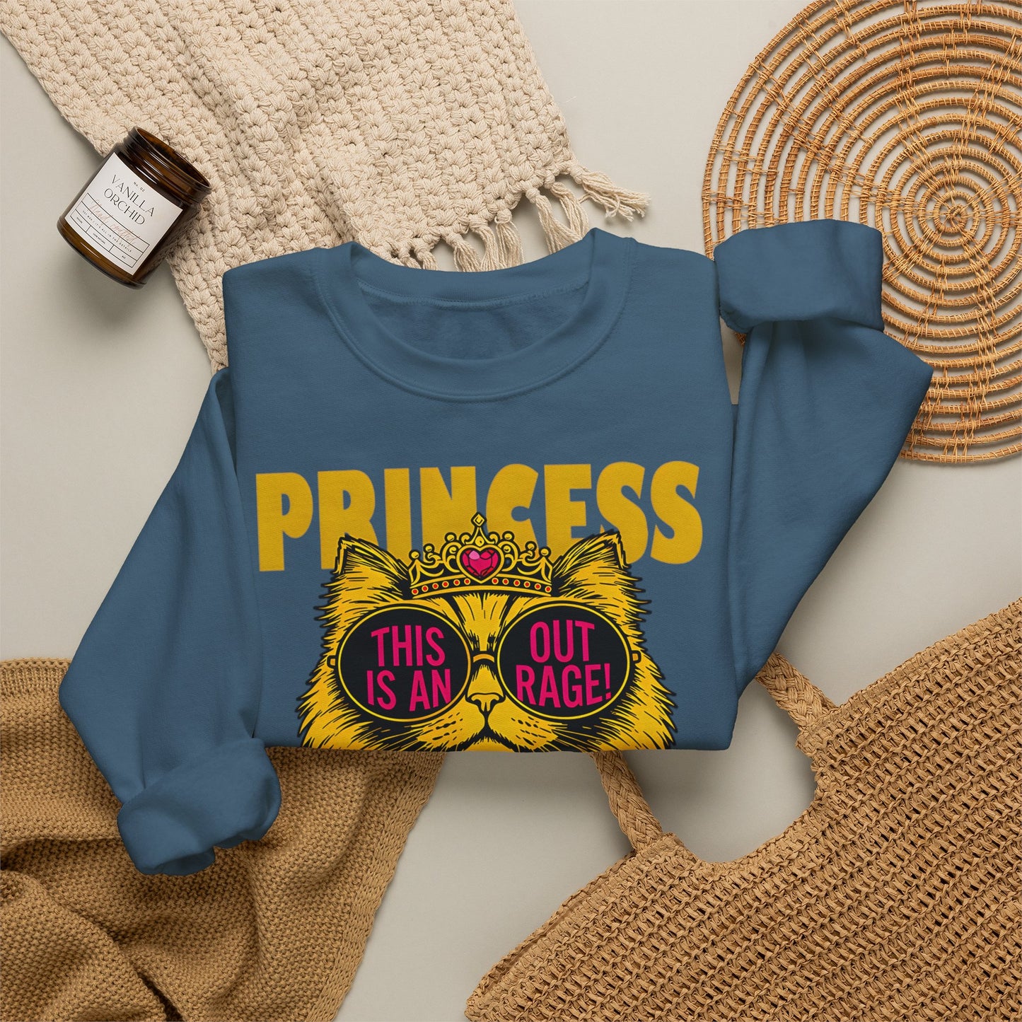 Princess Donut "This Is an Outrage!" Sweatshirt | Dungeon Crawler Carl Inspired Crewneck | Princess Donut Fan Gift | Funny Cat Sweatshirt