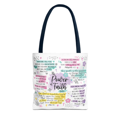 The Power of Faith | Christian Scripture Tote Bag | Inspirational Bible Verse Bag | Religious Gift for Women