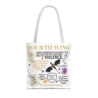 Fourth Wing Quote Tote Bag | Basgiath, Dragons & Violet Romance Design