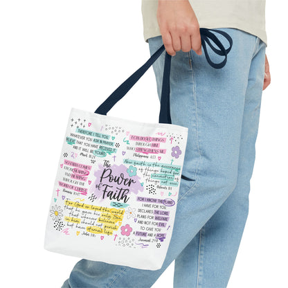 The Power of Faith | Christian Scripture Tote Bag | Inspirational Bible Verse Bag | Religious Gift for Women