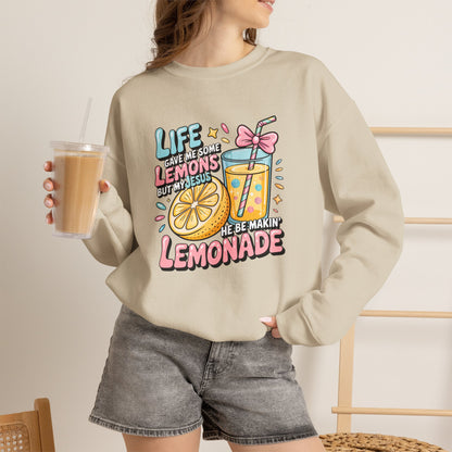 Life Gave Me Lemons But My Jesus He Be Makin' Lemonade Sweatshirt | Christian Sweatshirt | Forrest Frank Inspired Crewneck | Faith Graphic Pullover | Cute Christian Gift