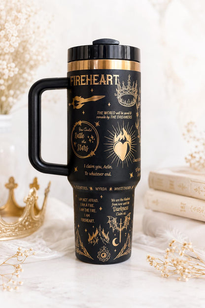 Throne of Glass 40oz Engraved Tumbler | Sarah J Maas Inspired Cup | To Whatever End | Bookish Fantasy Gift | Fireheart Travel Mug