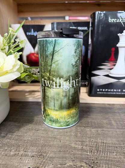 Twilight Aesthetic 4 in 1 Can Cooler | Edward Bella Jacob Inspired | Moody Forest Bookish Tumbler | Forks Vibes Cup | Vampire Reader Gift