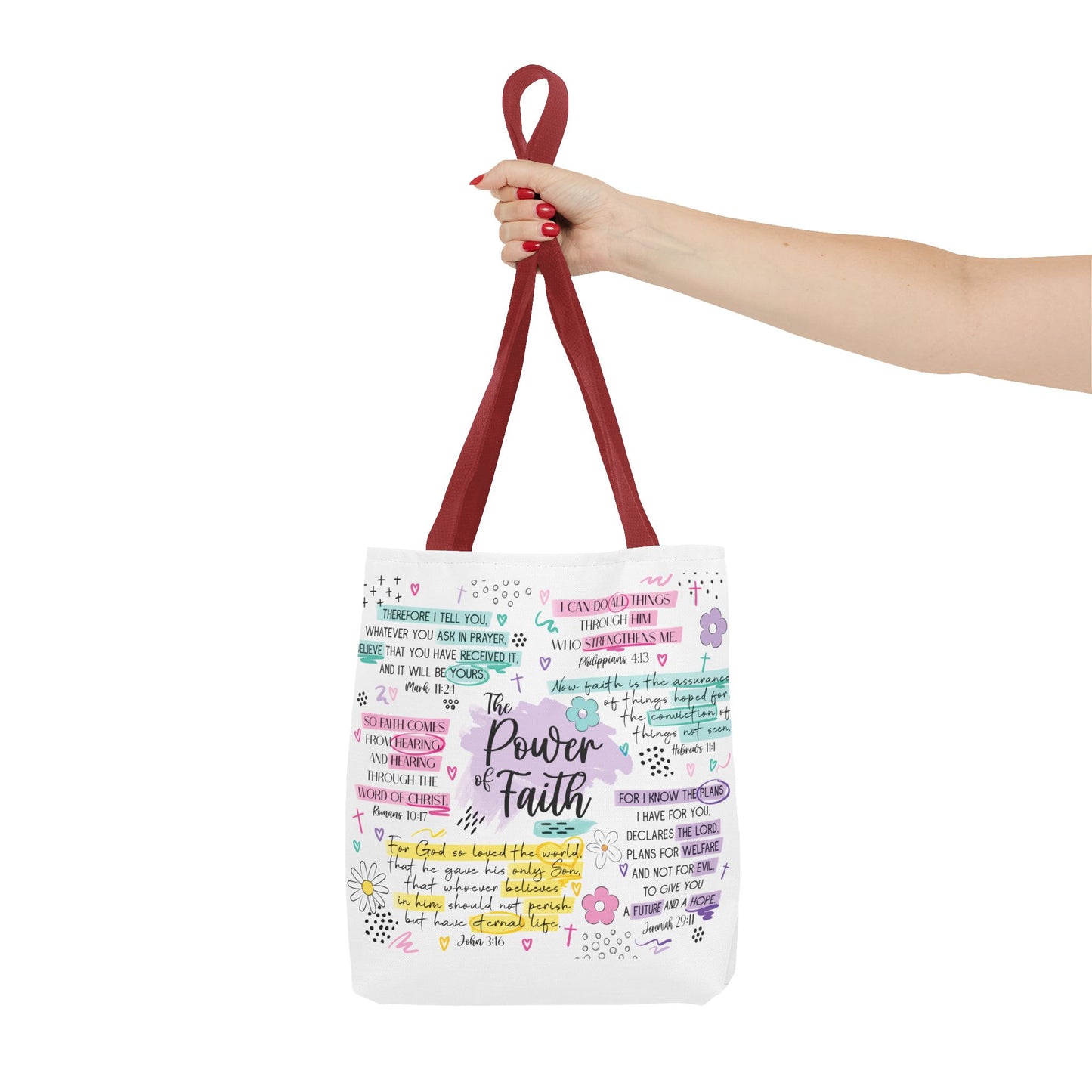 The Power of Faith | Christian Scripture Tote Bag | Inspirational Bible Verse Bag | Religious Gift for Women