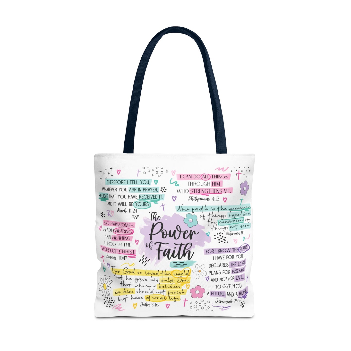 The Power of Faith | Christian Scripture Tote Bag | Inspirational Bible Verse Bag | Religious Gift for Women