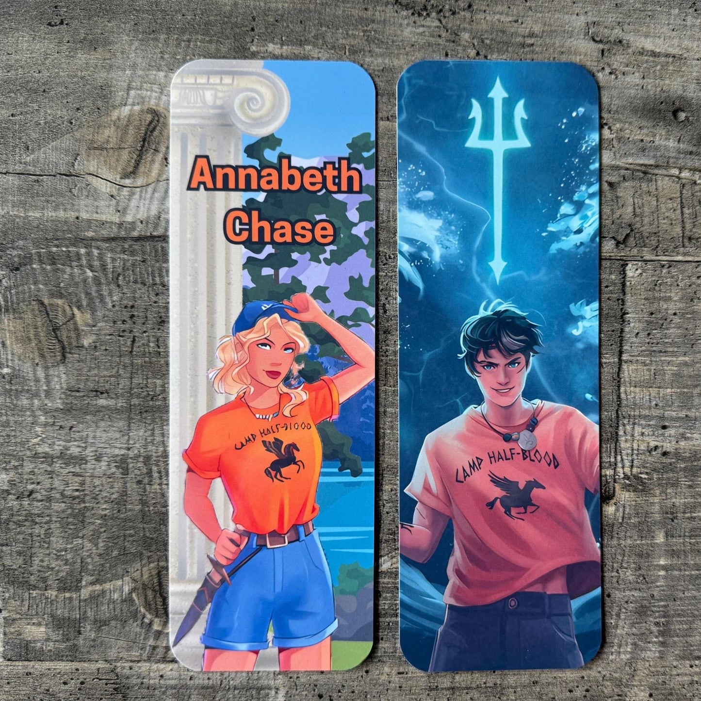 Camp Half-Blood Percy Jackson Bookmark Set – 8 Glossy Bookmarks Featuring Annabeth, Percy, and Iconic Camp Imagery