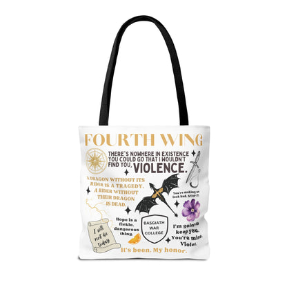 Fourth Wing Quote Tote Bag | Basgiath, Dragons & Violet Romance Design