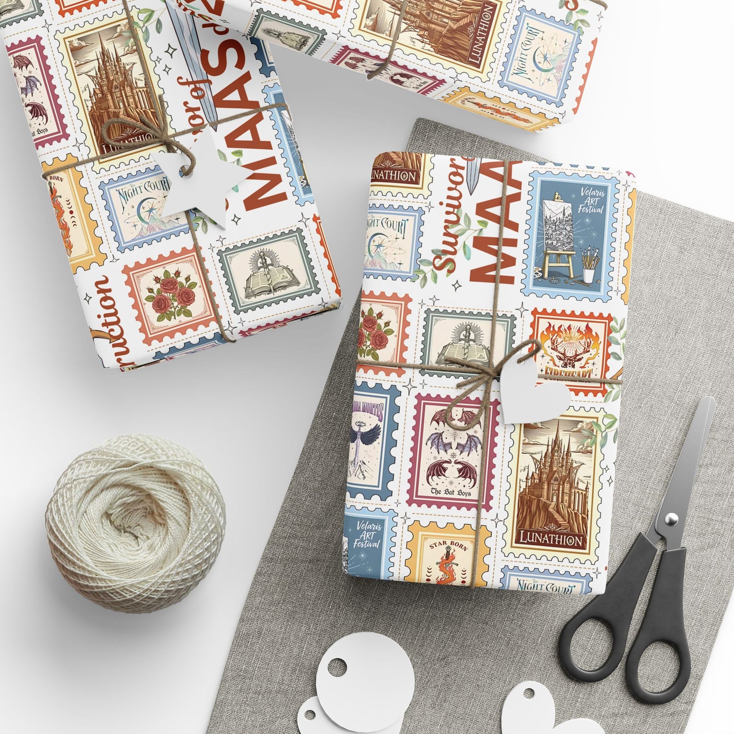 Sarah J. Maas Wrapping Paper | ACOTAR, Throne of Glass & Crescent City Gift Wrap | Bookish Fandom Paper