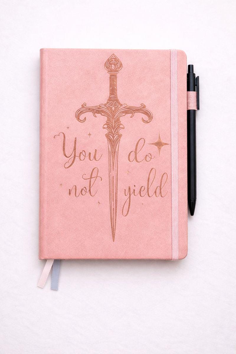 You Do Not Yield Leather Journal | Throne of Glass Inspired Notebook | Pink A5 Fantasy Journal | Bookish Gift for Readers Writers